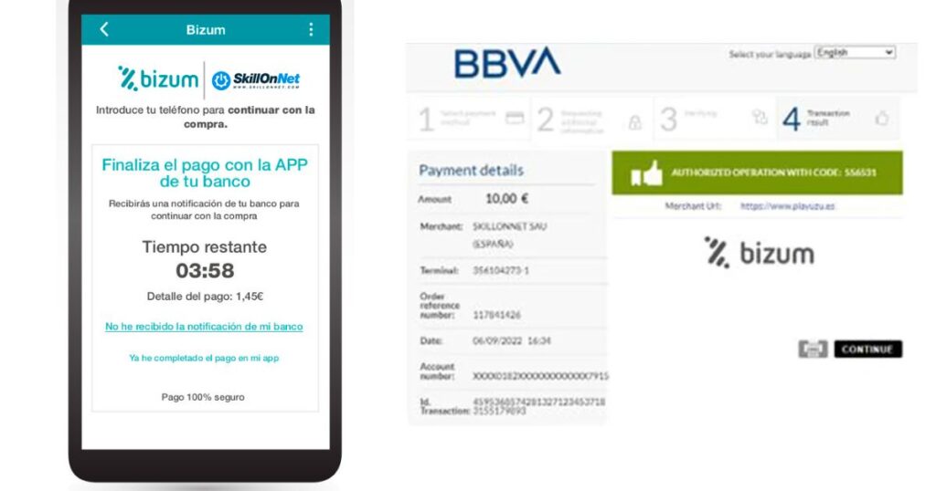 Notificación de confirmación Bizum en app bancaria